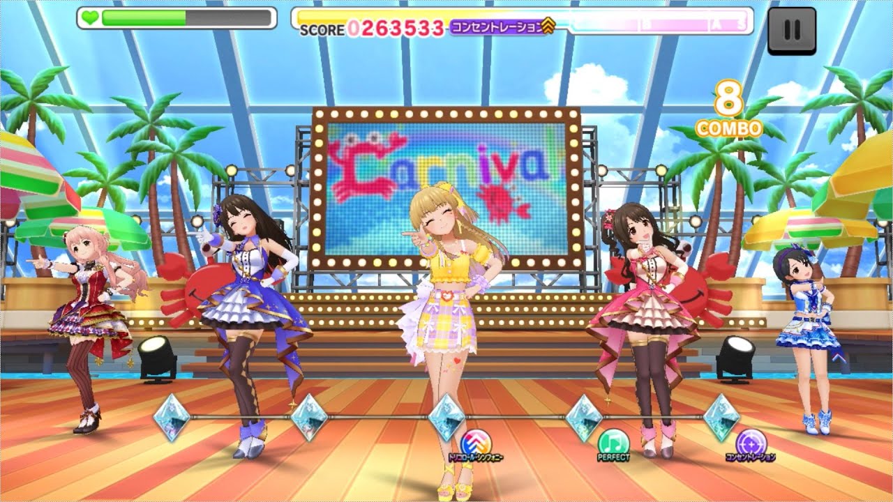 デレステ シンフォニー 城ヶ崎莉嘉で サマカニ Proを放置live Sクリア シナジー無し Youtube
