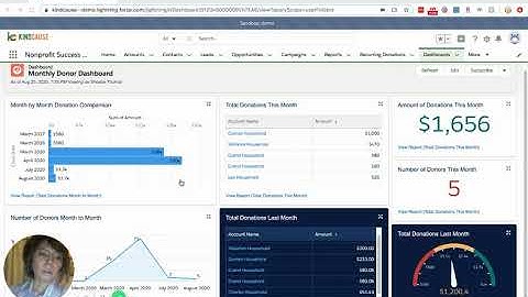 KindX Platform Salesforce Demo - Monthly Donor Dashboard in Salesforce