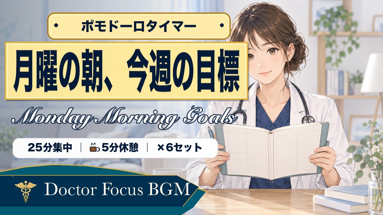 Watch 月曜の朝、今週の目標を25分で決める|ポモドーロ25/5|朝の資格勉強BGM・途中広告なし on YouTube Watch 月曜の朝、今週の目標を25分で決める|ポモドーロ25/5|朝の資格勉強BGM・途中広告なし on YouTube
