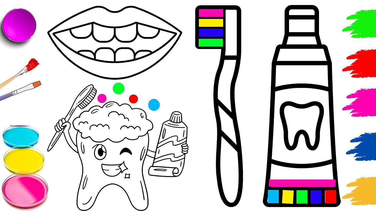 How to Draw Toothpaste, Toothbrush & Mouth for Beginners | Easy Drawing Step by Step