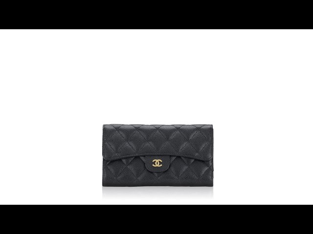 Chanel Caviar Quilted Long Flap Wallet Black 