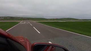 Crossing the runway of the Sumburgh Airport Mainland Shetland islands
