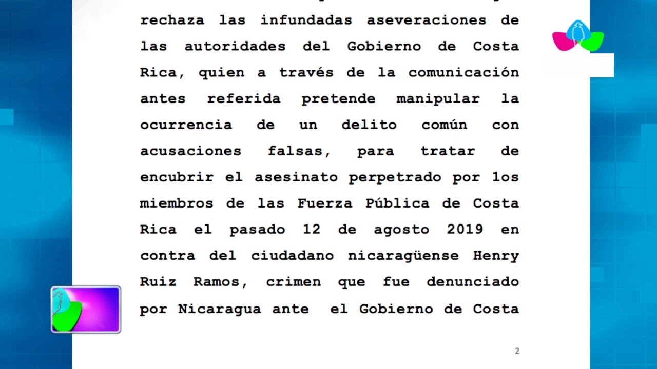 Multinoticias | Nicaragua envía nota al Ministerio de Relaciones Exteriores y Culto de Costa Rica canalith repositioning