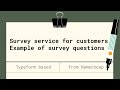 Survey service for customers on Typeform based. Example of survey questions from Namecheap