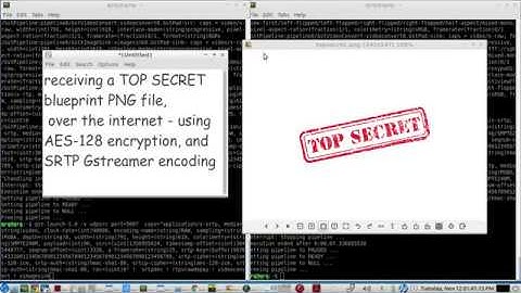 AES-128 encryption and Gstreamer SRTP encoding to send a TOP SECRET blueprint over the internet