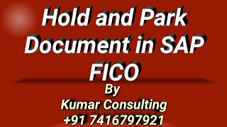 Hold Document & Park Document in SAP FICO