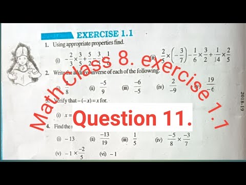 Math Class 8 chapter 1 RATIONAL NUMBER exercise 1.1 Question number 11 ...