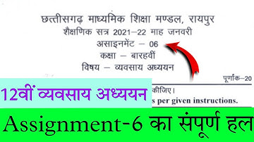 CG Board 12th Business Studies january Assignment 6 answer|Assignement 6 class 12th vayvsaya adhayan