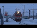 Train «Russia» №002 from Moscow to Vladivostok by Russian Railway RZD in Balezino 2020-02-09