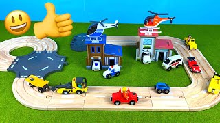 Wooden cars toys like brio | police car, tow truck, emergency vehicles, tractor