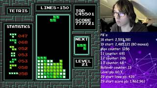 The most clutch PB of my life (overall tap PB) - NES Tetris