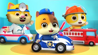 Baby Plays Rescue With Cars Police Car, Fire Truck, Ambulance Kids Song Meowmi Family Show
