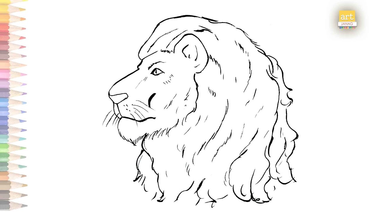 Courage Lion drawing | How to draw A Lion Head / Face drawing ...