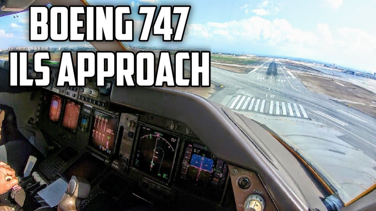 Boeing 747-400ERF ILS Runway 12 Approach @ Tel aviv (Cockpit view)