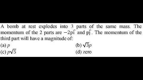 A bomb at rest explodes into 3 parts of the same mass. The momentum of the 2 parts