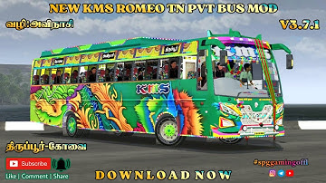 NEW KMS ROMEO TN PVT BUS MOD RELEASED |BUSSID V3.7.1|#newbussidmod #bussidid #spggaminoffl #kmsromeo