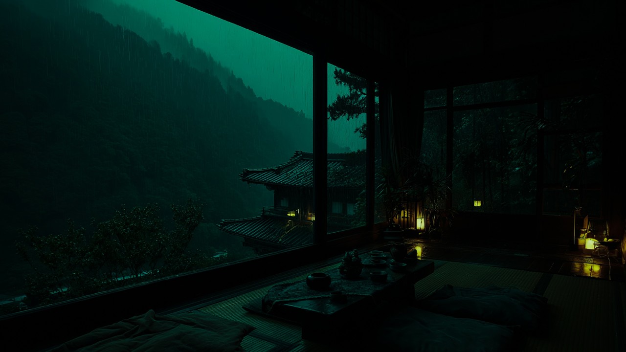 Rain Falling Over Silent Landscape 🌙 | To Slow Your Mind and Sleep in 2 Minutes (NO ADS)