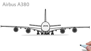 How to draw an Airbus A380 easy / drawing airbus a380 front view