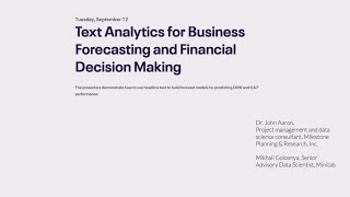 Text Analytics for Business Forecasting and Financial Decision Making (Part 1)