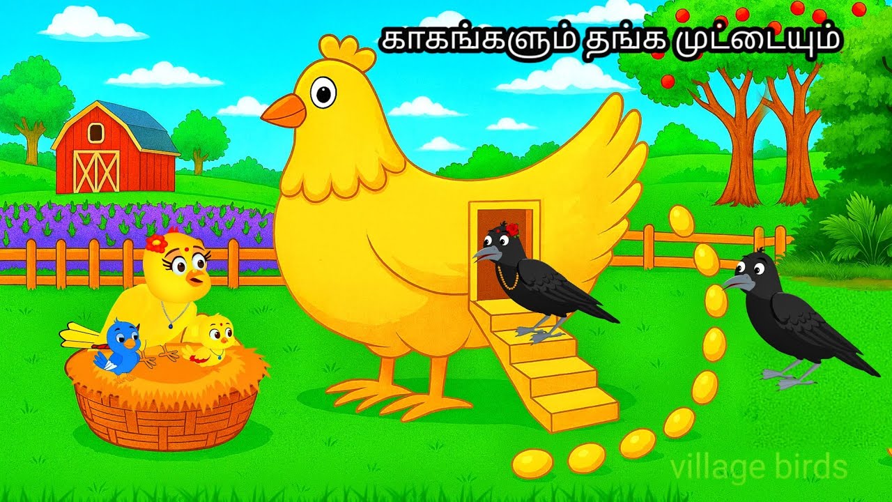 GOLDEN EGG IN JUNGLE STORY /MORAL STORY IN TAMIL / VILLAGE BIRDS CARTOON