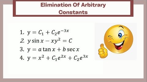 1st Lecture: Elimination of Arbitrary Constants