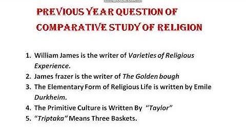 COMPARATIVE STUDY OF RELIGION ( PREVIOUS YEAR SOLVED QUESTIONS)