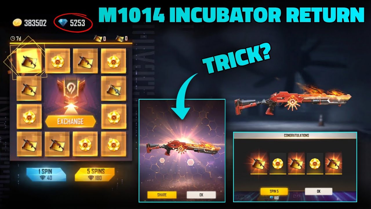 FREE FIRE NEW RAMPAGE DOUBLE INCUBATOR | FREE FIRE NEW EVENT | M1014 INCUBATOR RETURN