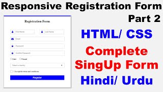 How to Create a Responsive Registration Form Using HTML & CSS | SignUp form using HTML & CSS