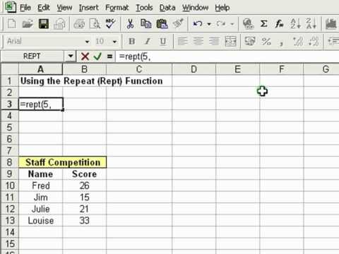 Microsoft Excel Repeat REPT Function Tutorial