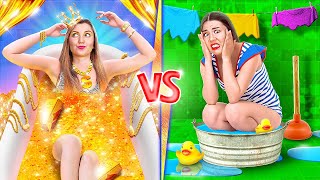 RICH VS POOR BROKE STUDENT AT SCHOOL || Expensive vs cheap food challenge by 123 Go! GENIUS