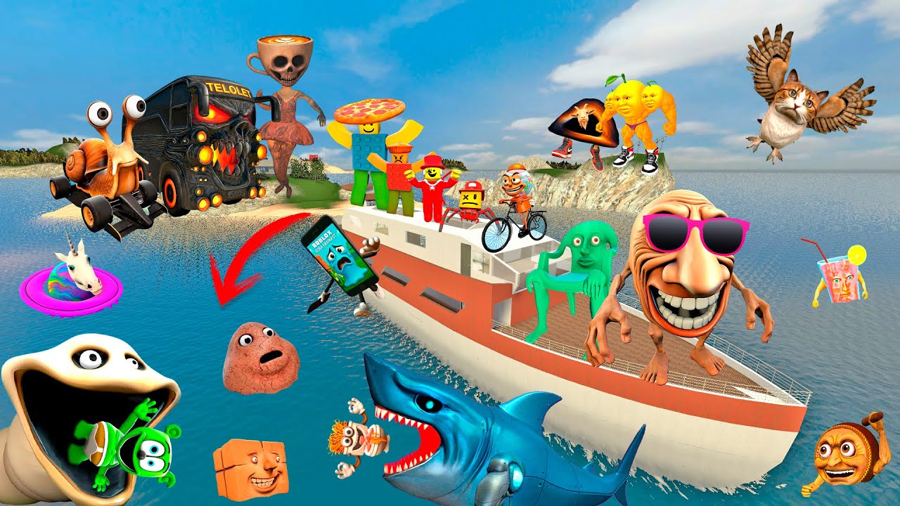 Spartan kicking Italian and Indonesian Brainrot Memes on Gmod secret Island #spartankicking #gmod