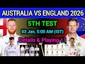 Ashes 2026: Australia vs England 5th Test Playing XI 🏏