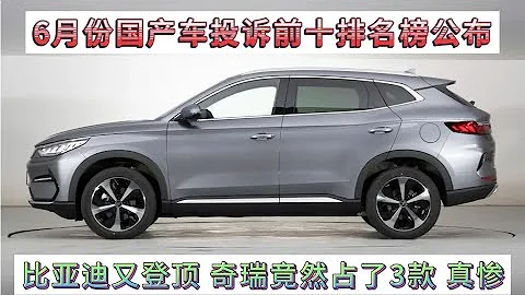6月份投诉量最高的国产车，比亚迪又登顶，奇瑞竟然占3款，真惨！ - 天天要闻