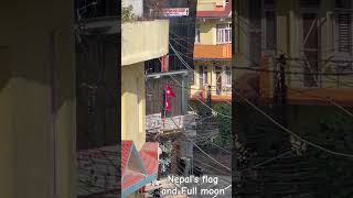 Nepals Flag And Full Moon