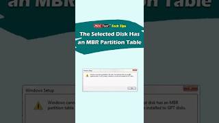 Windows Install: The Selected Disk Has an MBR Partition Table #windowsinstallation #windowsinstall