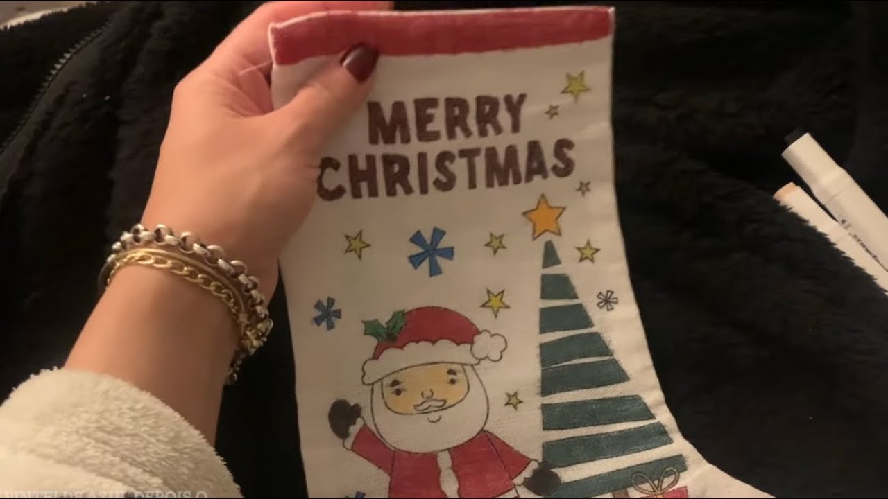 ASMR: pintando bota de Natal com canetinha