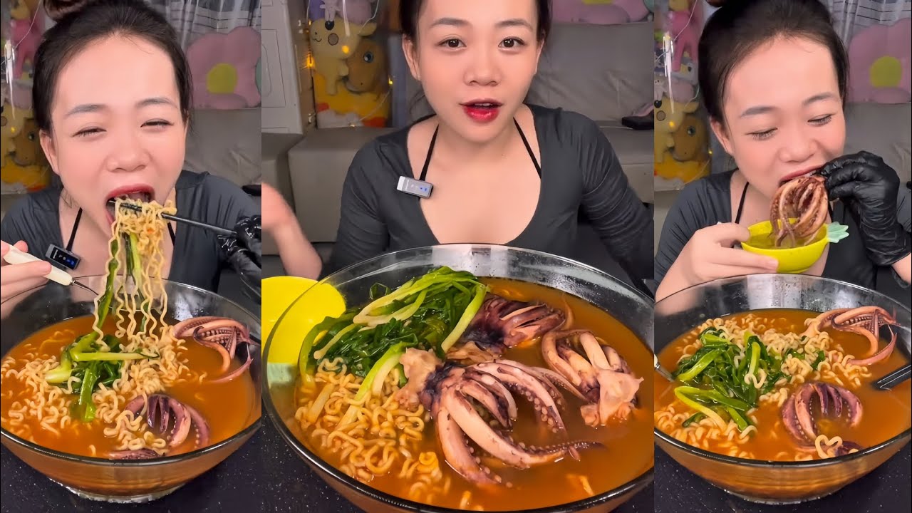 Khuya đói ra làm tô mì mực rồi ngủ nhen #nhianit 