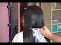 Girl long hair cut off