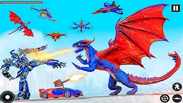 Flying Dragon Robot Game: Yellow Multiple Robot Transforming Games 2021 - Android Gameplay