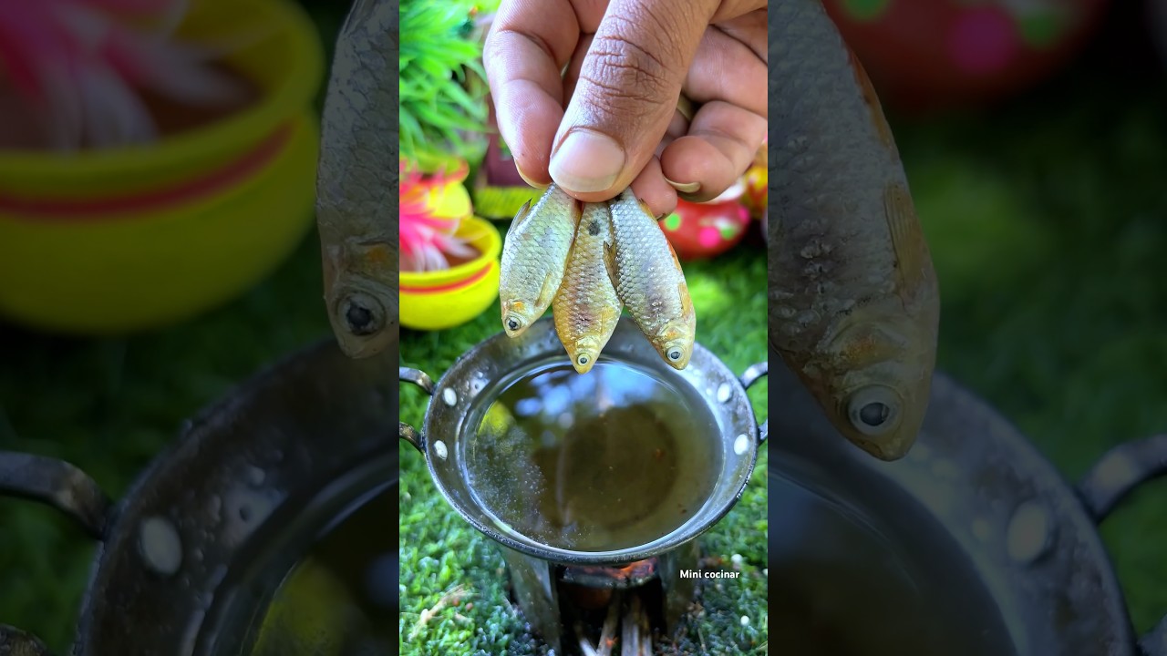 Small fish cooking and eating ? #shorts #shortsvideo #youtubeshorts #minicocinar