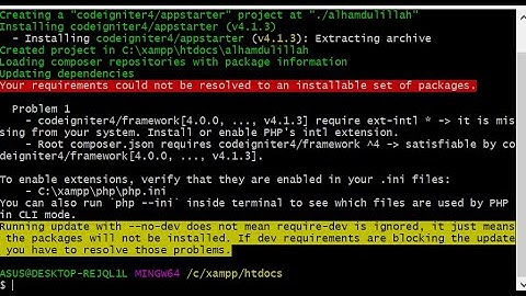 solusi error composer saat install CodeIgniter 4