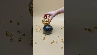 Satisfying Video 💤🖤Glass Tower📿 Black Gold Beads Falling #dominomarble #beadstower