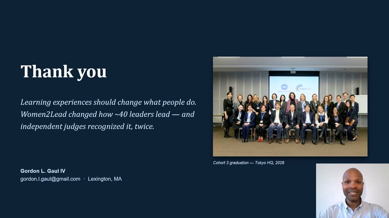 Title frame of the Women2Lead program video