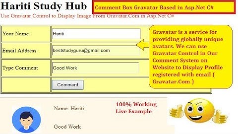 Gravatar Enabled Comment with Gravatar Control in Asp.Net Website C# | Hindi | Free Online Classes
