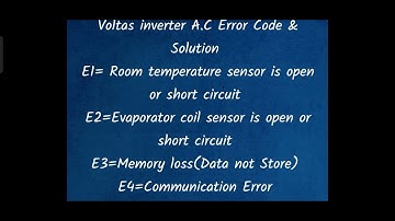 Voltas Tata Inverter Split AC Error Codes,E1,E2,E3,E4,E5