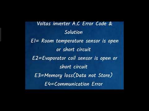 Voltas Tata Inverter Split AC Error Codes,E1,E2,E3,E4,E5