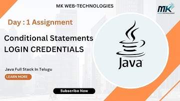 Assignment : 1 | Check Login Credentials | Check user name and password in java | in Telugu