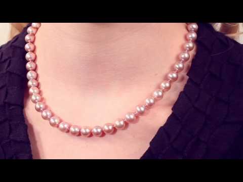 Pure Pearls Lavender Freshwater Pearl Necklace, 8....