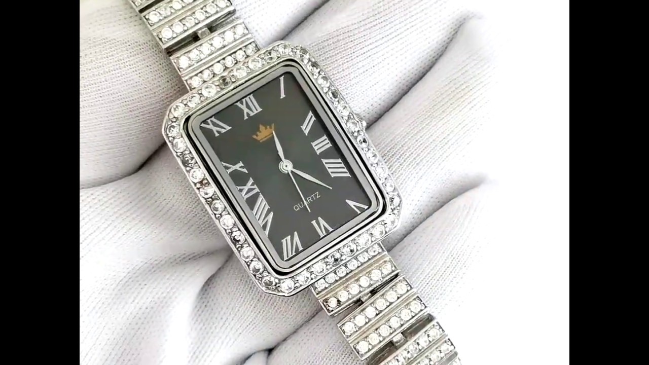 Rectangle Dial 925 Silver Ladies' Watch With Colorless Cubic Zirconia