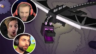 Gamers Reaction to First Seeing the Ender Dragon Boss in Minecraft | Pewdiepie, Sypher Plays